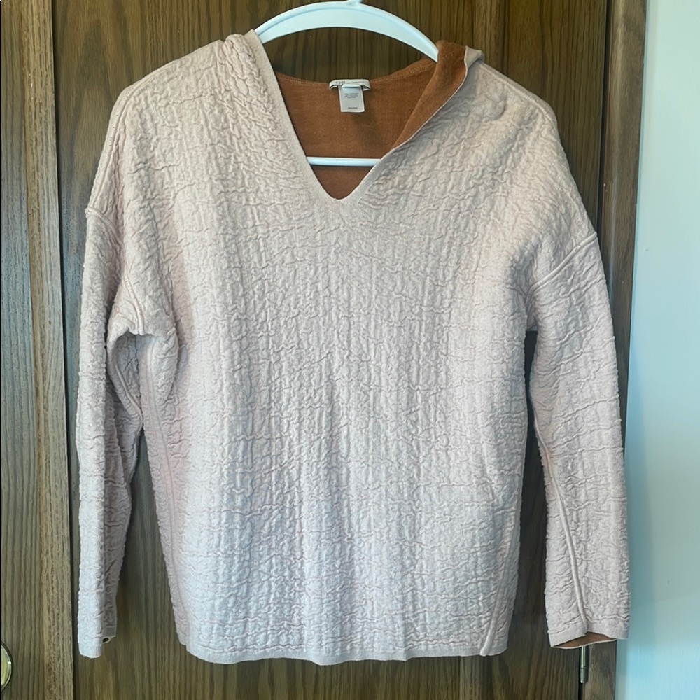 J. Jill Pink V-Neck Sweater Cable Knit